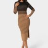 704560_camel-black_1_417ccdb0-7ca8-4293-a0ef-5b1d849f097c Stripe Rib Long Sleeve Maxi Dress