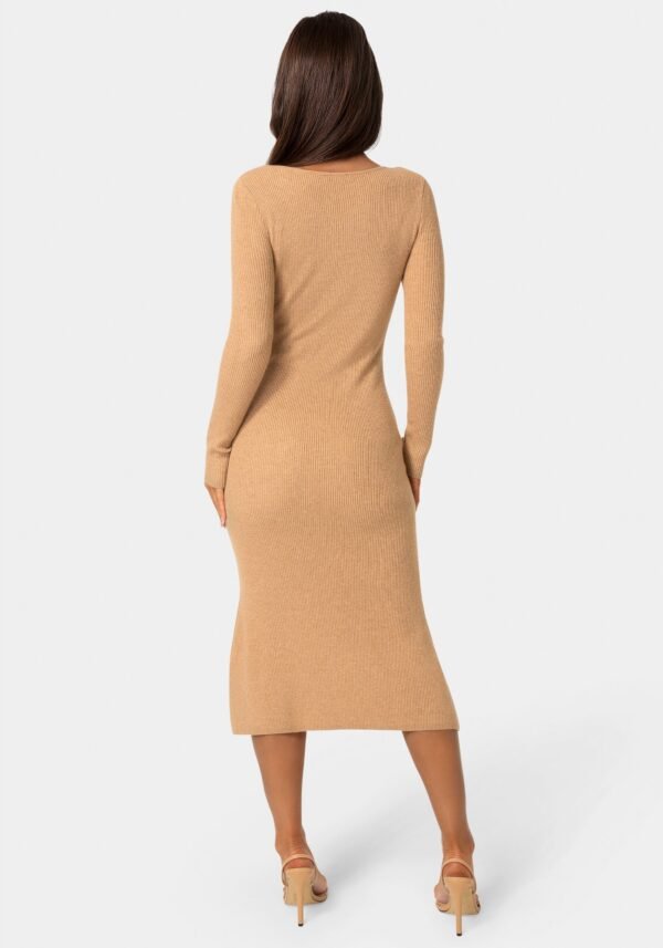Long Sleeve Scoop Neck Sweater Midi Dress