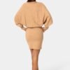 Scoop Neck Blouson Sweater Midi Dress